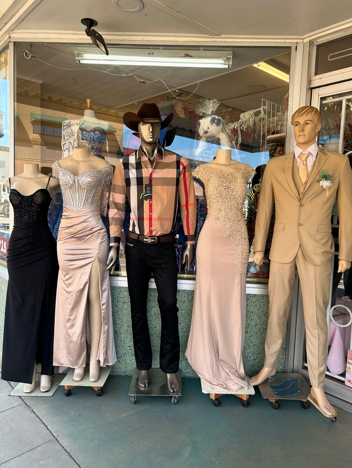 formal wear storefront display